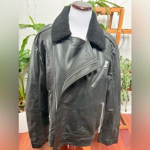 Calvin Klein Jeans- men sleeve sheepskin leather biker jacket Size XXL
